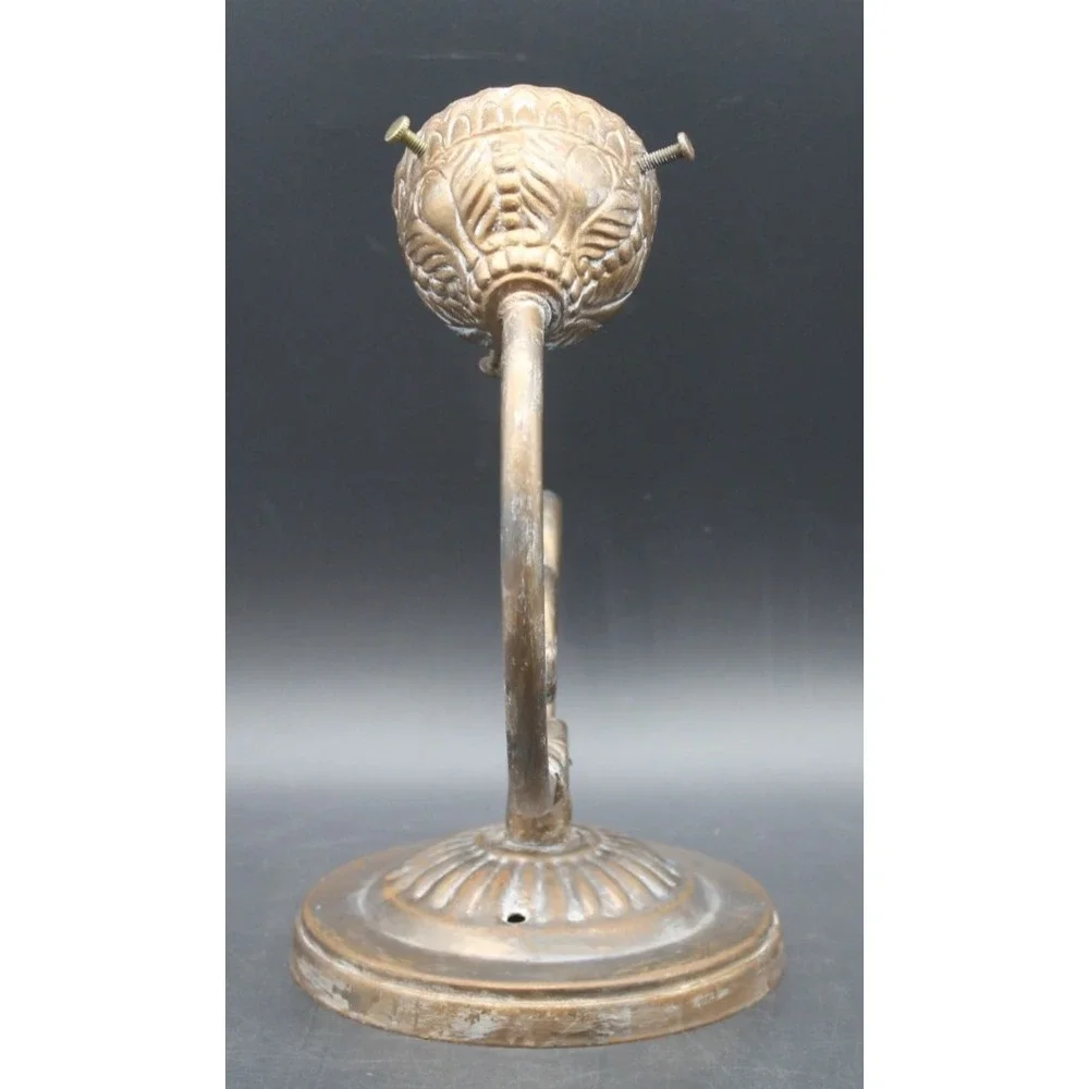 Vintage Art Nouveau Style Wall Sconce Blue Ruffled Glass Shade Bronze Tone